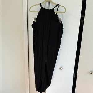 Black wrap halter swimsuit coverup